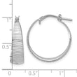 Sterling Silver RH-plated Polish D/C Tapered LG Round Hoop Earrings