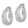 Sterling Silver RH-plated Polish D/C Tapered SM Round Hoop Earrings