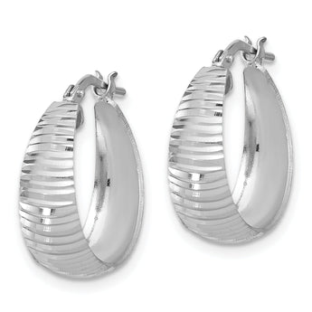 Sterling Silver RH-plated Polish D/C Tapered SM Round Hoop Earrings