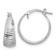 Sterling Silver RH-plated Polish D/C Tapered SM Round Hoop Earrings