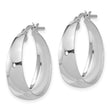 Sterling Silver RH-plated Polished Tapered Round LG Hoop Earrings