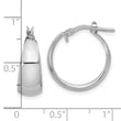 Sterling Silver RH-plated Polished Tapered Round SM Hoop Earrings