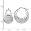 Sterling Silver RH-plated Polish and Woven Round Shrimp Hoop Earrings