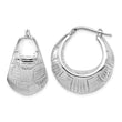 Sterling Silver RH-plated Polish and Woven Round Shrimp Hoop Earrings
