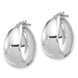 Sterling Silver RH-plated Polished Tapered Round LG Hoop Earrings