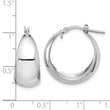 Sterling Silver RH-plated Polished Tapered Round LG Hoop Earrings