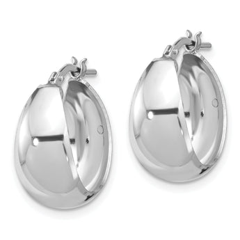 Sterling Silver RH-plated Polished Tapered Round SM Hoop Earrings