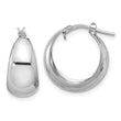 Sterling Silver RH-plated Polished Tapered Round SM Hoop Earrings