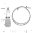 Sterling Silver RH-plated Sparkle Texture Tapered Round Hoop Earrings