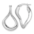 Sterling Silver Rhodium-plated Polished and Twisted Oval Hoop Earrings