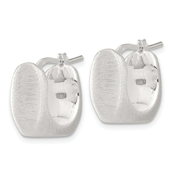 Sterling Silver Rhodium-plated Brushed Hollow Square Hoop Earrings