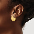 Sterling Silver Gold-Plated Brushed and Hollow Square Hoop Earrings