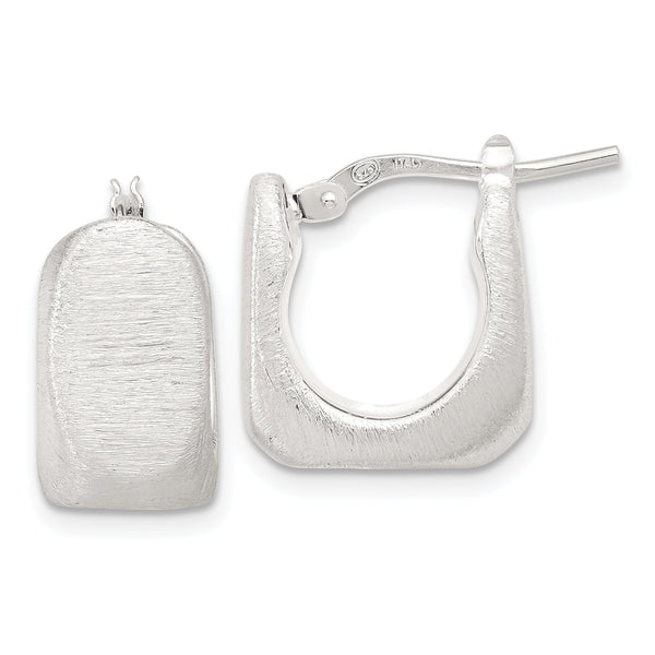 Sterling Silver Rhodium-plated Brushed Hollow Square Hoop Earrings