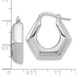 Sterling Silver Rhodium-plated Polished Hexagon Hoop Earrings