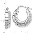 Sterling Silver RH-plated Polished & Striped Small Round Hoop Earrings