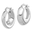Sterling Silver Rhodium-plated Polished Round Hoop Earrings