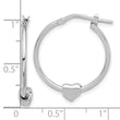 Sterling Silver Rhod-plated Polished Heart Large Round Hoop Earrings