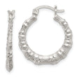 Sterling Silver Polished Bamboo Textured Round Hoop Earrings