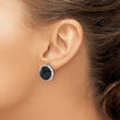 Sterling Silver Rhod-plated Black Onyx Round Non-Pierced Earrings