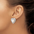 Sterling Silver RH-plated Mother of Pearl Heart Non-Pierced Earrings