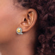 Sterling Silver Antiqued & Gold-tone Circle Omega Back Post Earrings