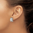 Sterling Silver Polished and Antiqued Oval Omega Back Earrings