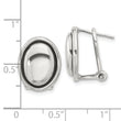 Sterling Silver Polished and Antiqued Oval Omega Back Earrings