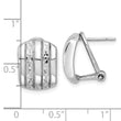 Sterling Silver Rhod-plated Polished and Textured Omega Back Earrings