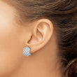 Sterling Silver Rhod-plated Polished and Patterned Omega Back Earrings