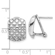 Sterling Silver Rhod-plated Polished and Patterned Omega Back Earrings