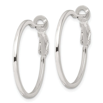 Sterling Silver Polished 1.75mm Omega Back Round Hoop Earrings