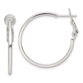 Sterling Silver Polished 1.75mm Omega Back Round Hoop Earrings