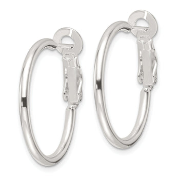 Sterling Silver Polished 25x2mm Omega Back Round Hoop Earrings