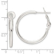 Sterling Silver Polished 25x2mm Omega Back Round Hoop Earrings