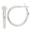 Sterling Silver Polished 25x2mm Omega Back Round Hoop Earrings
