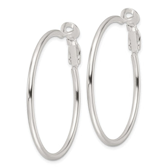 Sterling Silver Polished 41x2mm Omega Back Round Hoop Earrings