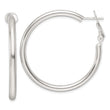 Sterling Silver Polished 40x3.25mm Omega Back Round Hoop Earrings