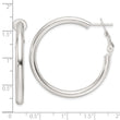 Sterling Silver Polished 3.25mm Omega Back Round Hoop Earrings