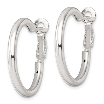 Sterling Silver Polished 3.25mm Omega Back Round Hoop Earrings