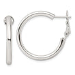 Sterling Silver Polished 3.25mm Omega Back Round Hoop Earrings