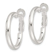Sterling Silver Polished 3.25mm Omega Back Round Hoop Earrings