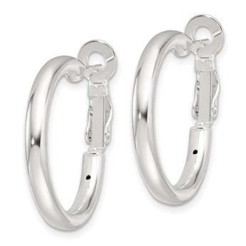 Sterling Silver Polished 3.25mm Omega Back Round Hoop Earrings