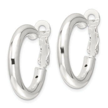 Sterling Silver Polished 25.5x4mm Omega Back Round Hoop Earrings
