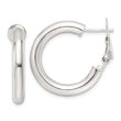 Sterling Silver Polished 25.5x4mm Omega Back Round Hoop Earrings
