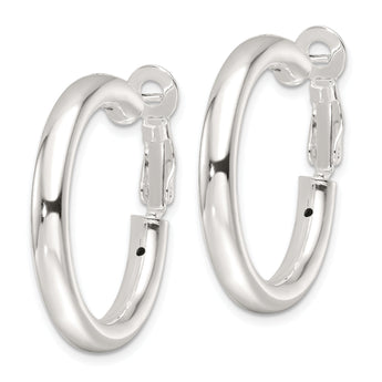 Sterling Silver Polished 30x4mm Omega Back Round Hoop Earrings
