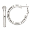Sterling Silver Polished 30x4mm Omega Back Round Hoop Earrings