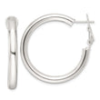 Sterling Silver Polished 4mm Omega Back Round Hoop Earrings