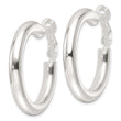 Sterling Silver Polished 35x5mm Omega Back Round Hoop Earrings