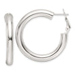 Sterling Silver Polished 35x5mm Omega Back Round Hoop Earrings