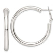 Sterling Silver Polished 40x4mm Omega Back Round Hoop Earrings